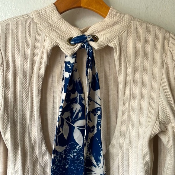 Free People Mock Neck Back Tie Long Sleeve Top - Medium - Picture 4 of 8